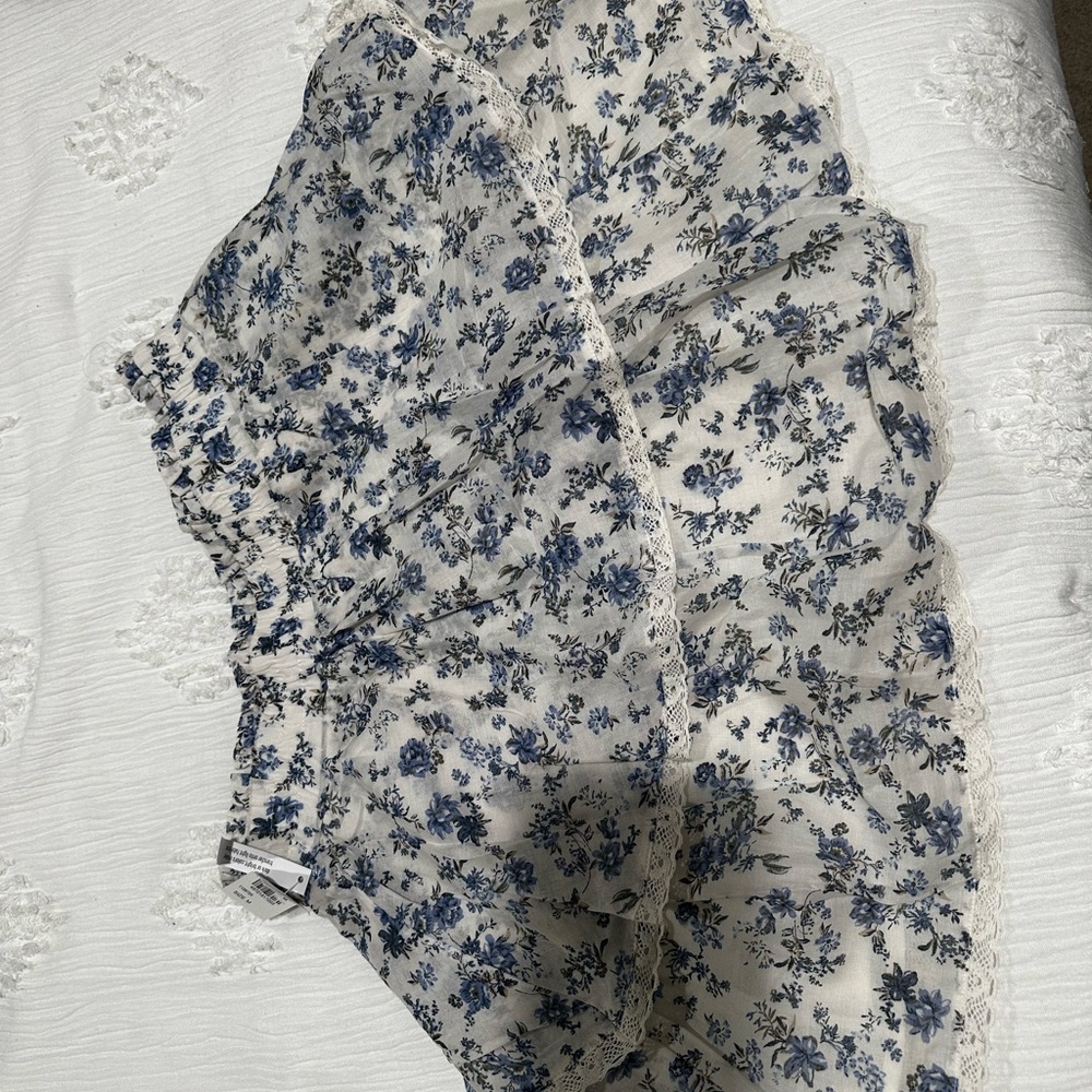 Tilly's Blue and White Floral Skirt
